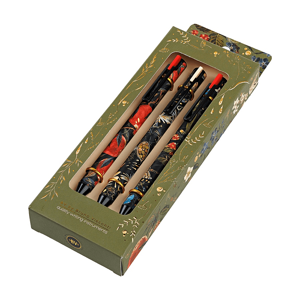 Набор гелевых ручек "Click.Flora", 0.38 мм., ассорти, черный, 3 штук - 2