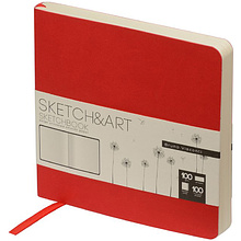 Скетчбук "Sketch&Art", 14.5x14.5 см, 100 г/м2, 100 листов, красный