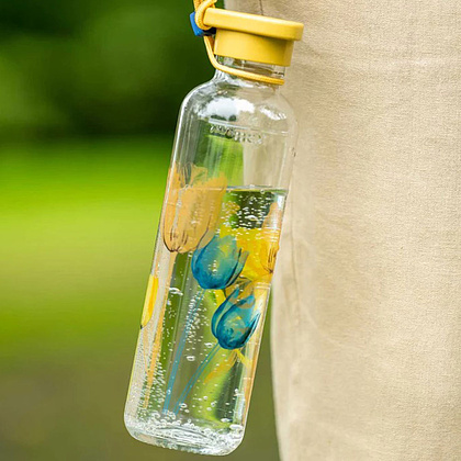 Бутылка для воды "Sand Flower", стекло, 500 мл, прозрачный, желтый - 7