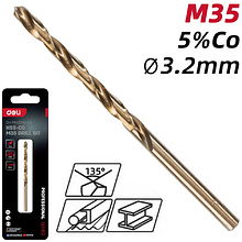 Сверло по металлу Deli RS EDH-MHZ032-E2, 3.2 мм, DIN 338, HSCo 5%