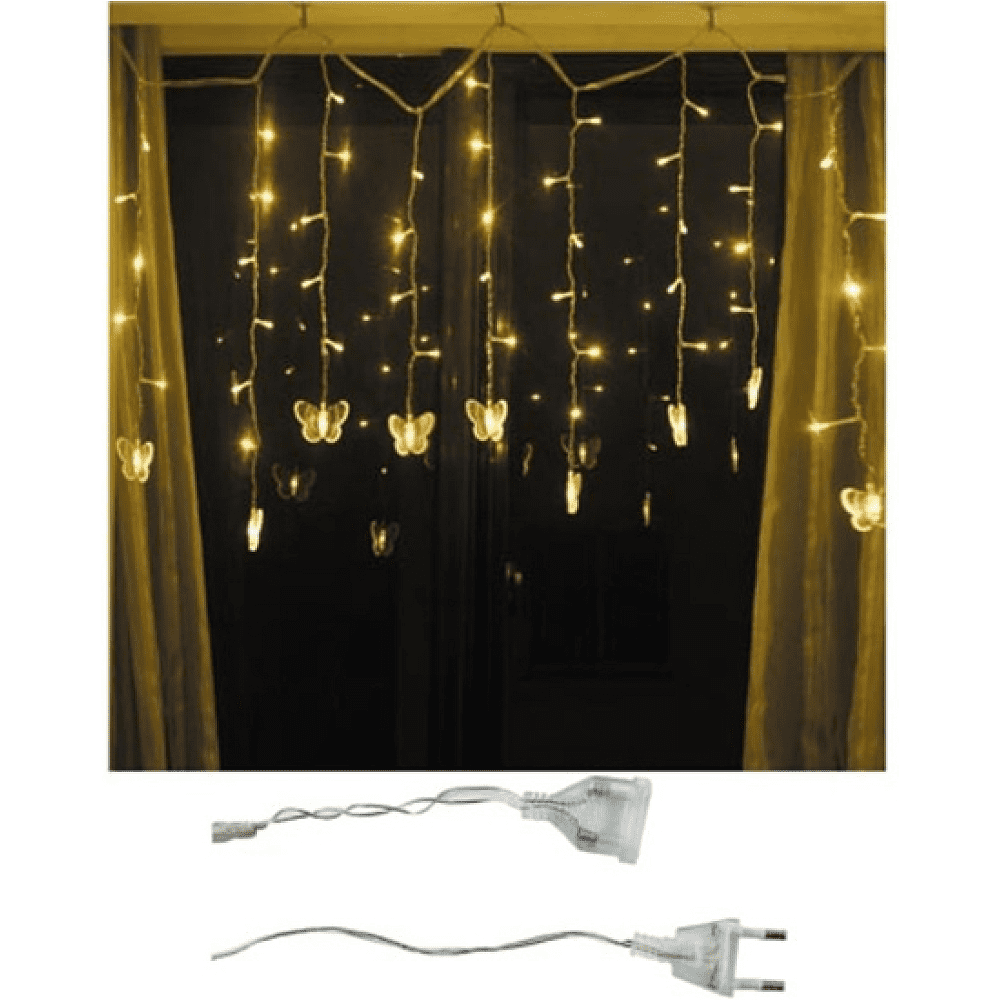 Гирлянда электрическая LED "Бахрома. Бабочка", тепло-белый - 4