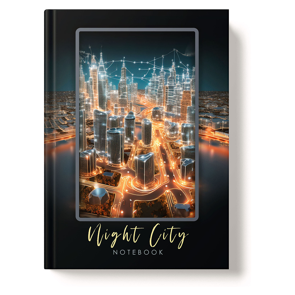 Книга записная "Night city", А4, 200 страниц, клетка, черный