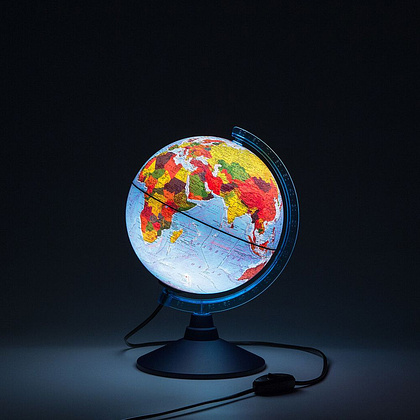 Глобус физико-политический "Мир" с подсветкой, 21 см - 2