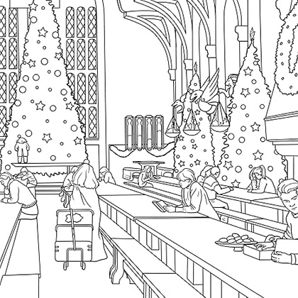 Раскраска "Colouring Book. Harry Potter: Winter at Hogwarts: A Magical Coloring Set", (английский язык) - 2