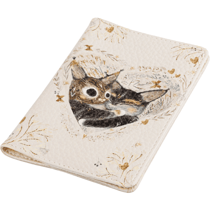 Обложка для паспорта "Love me. Котики приносят счастье", кожзам., бежевый - 3