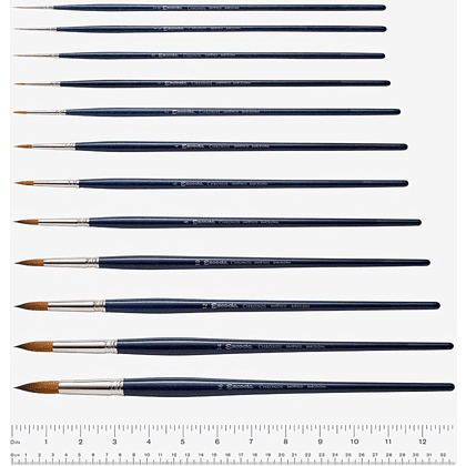 Кисть "Escoda Chronos", микс, круглая, на короткой ручке, № 0 - 3