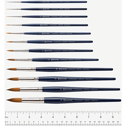 Кисть "Escoda Chronos", микс, круглая, на короткой ручке, № 1 - 3