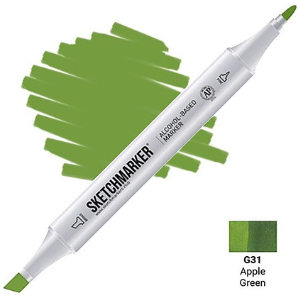 Маркер перманентный двусторонний "Sketchmarker", G31 зеленое яблоко