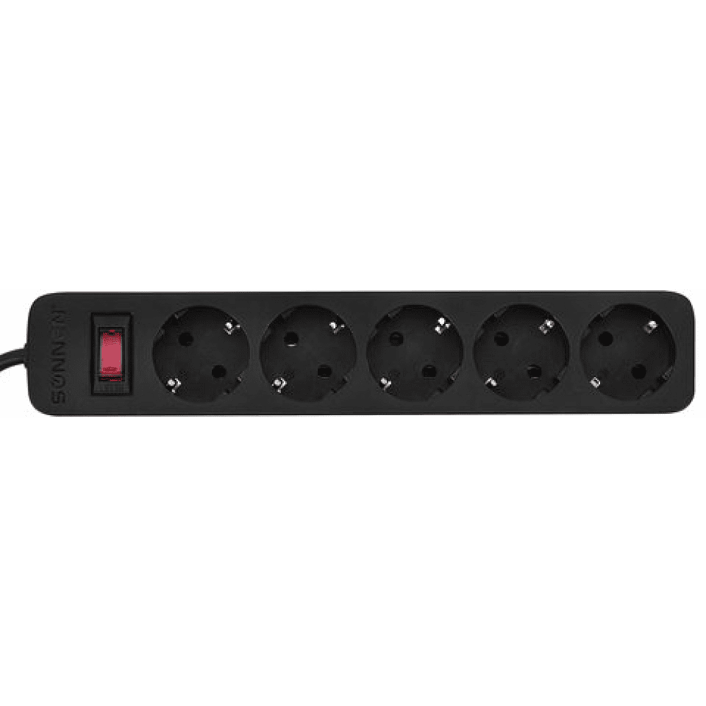 Сетевой фильтр Sonnen SPB-185, 1.8м, 5 розеток, черный - 7