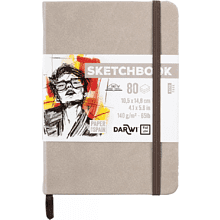 Скетчбук "Darwi", 10.2х14.2 см, 140 г/м2, 80 листов, бежевый