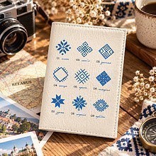 Обложка для паспорта "Арнамент", натуральная кожа, разноцветный