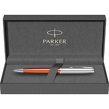 Ручка шариковая автоматическая Parker "Sonnet Essential SB K545", 0,7 мм, серебристый, оранжевый, стерж. черный