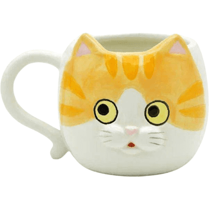 Кружка керамическая  "Рыжий кот", 410 мл, оранжевая