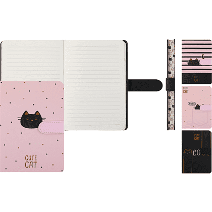 Книга записная "Meow", А5, 130х190 мм, 128 листов, линейка, на магните, ассорти