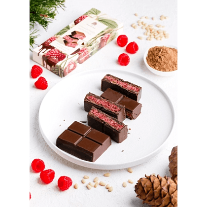 Шоколад молочный "Сибирский кедр", 200 гр., с малиной и тестом катаифи - 2