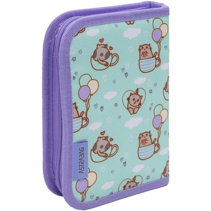 Пенал-книжка "Kitty", 1 отделение, голубой - 4