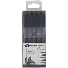 Ручка-лайнер "Сонет", 0,1-0,8 мм, набор 5 шт., черный