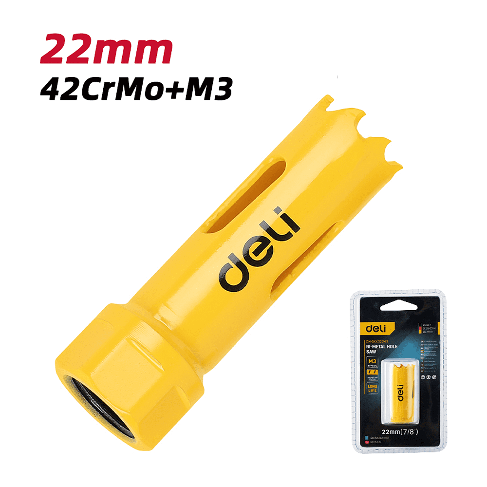 Коронка биметаллическая Deli YS EDH-SKK022-E1, 22 х 38 мм, М14 - 2 Коронка биметаллическая Deli YS EDH-SKK022-E1, 22 х 38 мм, М14 - 2