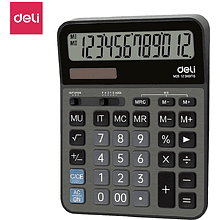 Калькулятор настольный  Deli "EM09", 12р., темно-серый, металлический, 206х160х34 мм