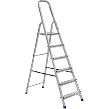 Лестница-стремянка Алюмет АМ706, алюминиевая, матовая, 6 ступеней