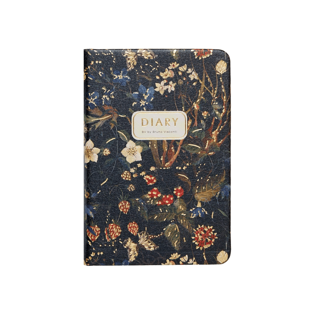 Ежедневник недатированный "Flora. Лесные ягоды", А7, 416 страниц, черный