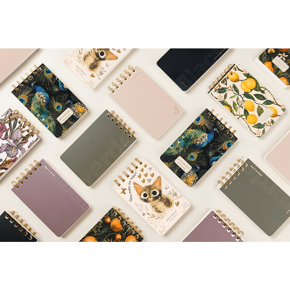 Блокнот "Fauna. Павлины", В6, 100 листов, линейка, спираль сверху, зеленый, черный - 4