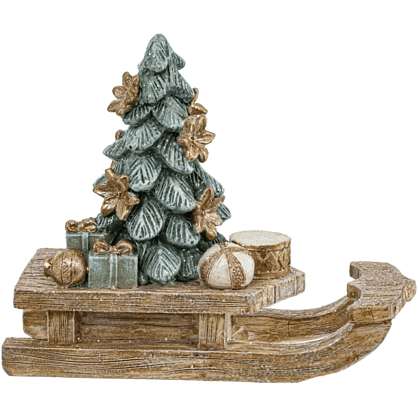 Фигурка "Елочка на санках", 10х11 см, разноцветный