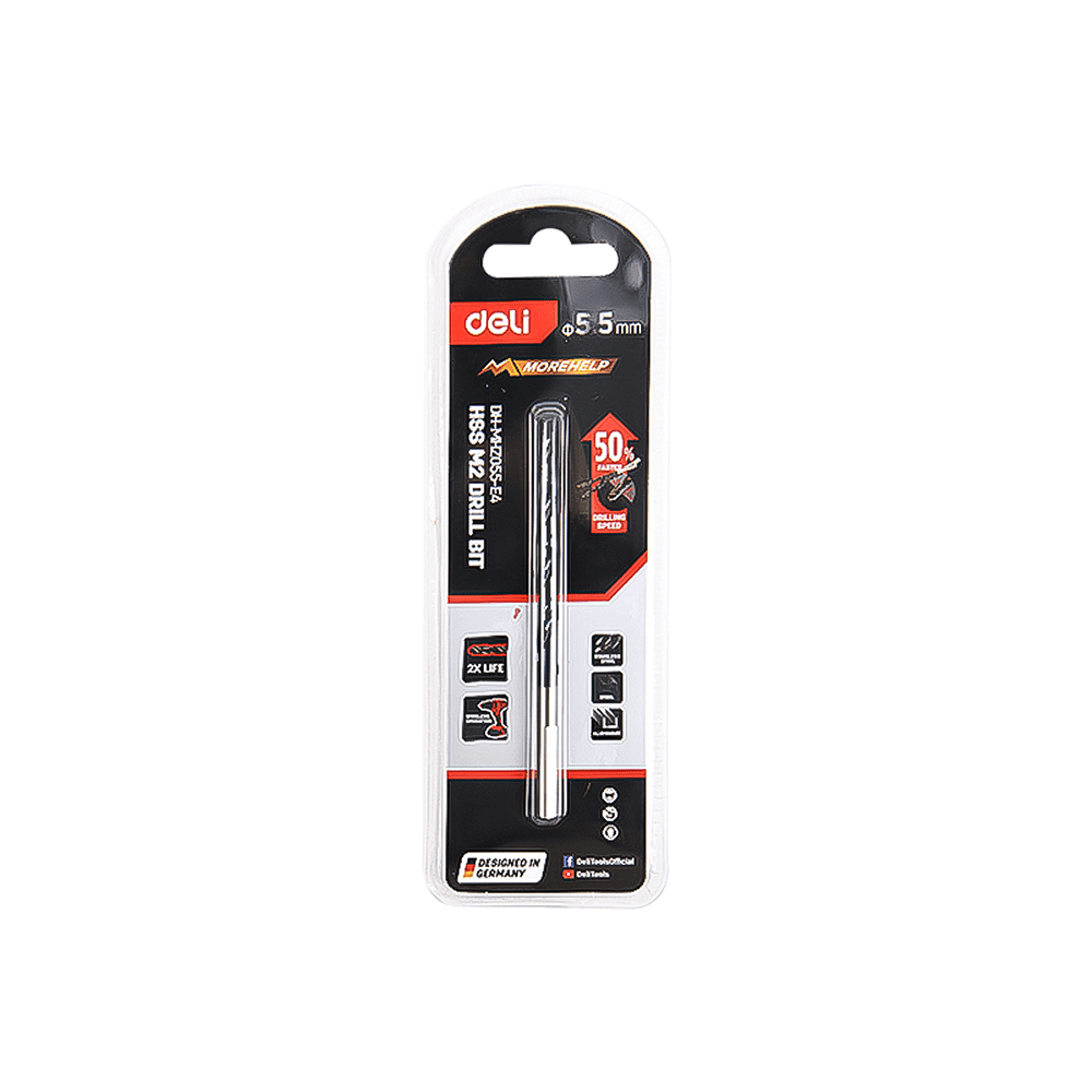 Сверло по металлу Deli RS EDH-MHZ055-E4, 5.5 мм, DIN 338, HSS-TiN - 3 Сверло по металлу Deli RS EDH-MHZ055-E4, 5.5 мм, DIN 338, HSS-TiN - 3