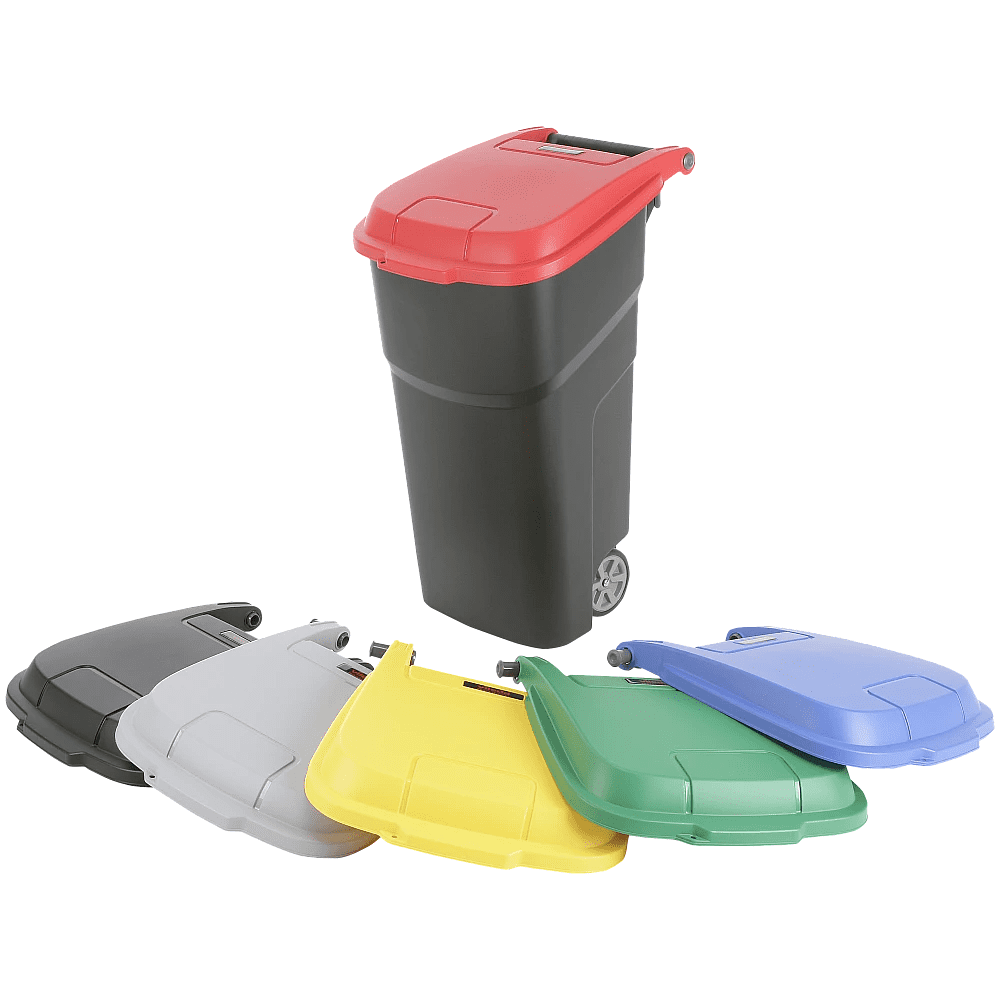 Контейнер пластиковый для мусора VILEDA "Атлас", на колесах, 100л, черный, -50% - 2