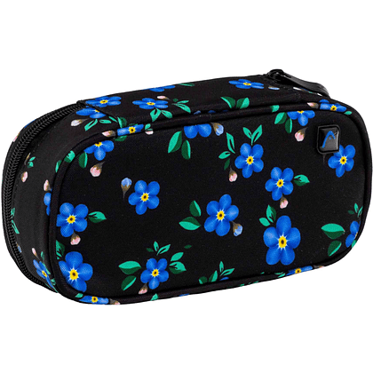 Пенал "Blue Flowers", 1 отделение, черный - 3