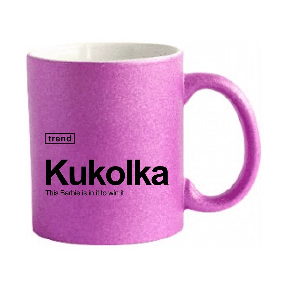 Кружка Барби "Kukolka", керамика, 330 мл, розовый глиттер 