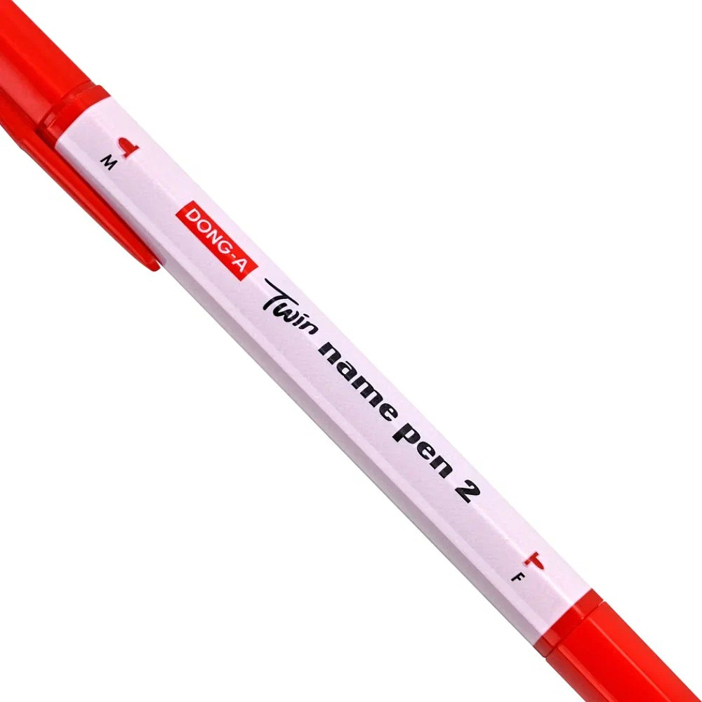 Маркер перманентный "Twin Name Pen", двусторонний, красный - 3