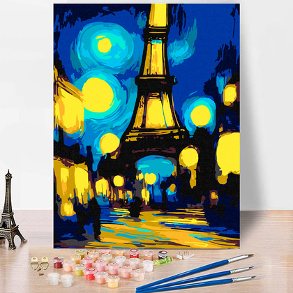 Картина по номерам "Ван Гог Ночной Париж" - 3