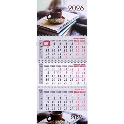 Календарь настенный "Тепло страниц (№37)" на 2026 год, А4, на 3-х спиралях