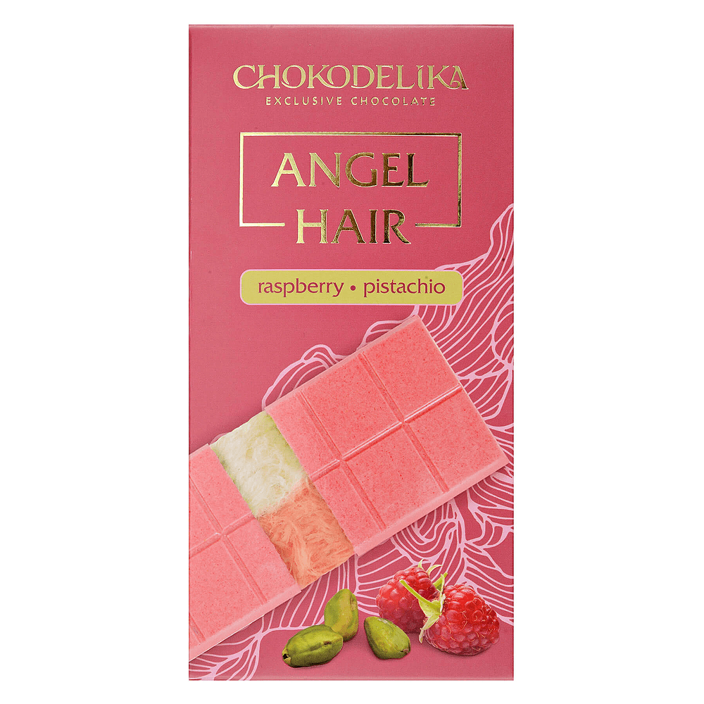 Шоколад белый "Аngel Hair", 150 гр, с начинкой малина-фисташка 