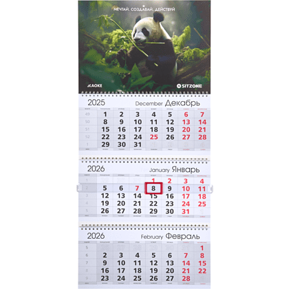 Календарь настенный "Aoke, Sitzone" 2026, А4, на 3-х спиралях