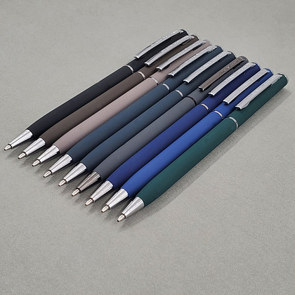 Ручка шариковая автоматическая "Palermo", 0.7 мм, черный, серебристый, стерж. синий - 6