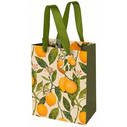 Пакет бумажный подарочный "Flora. Лимоны", 18x23x10 см, желтый