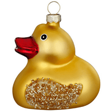 Украшение елочное "Уточка", 7 cм, стекло, желтый