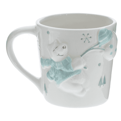 Кружка керамическая "Белый медведь", 400 мл, белый, голубой - 2
