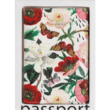 Обложка для паспорта "Flora. Пионы", кожзам., белый, красный