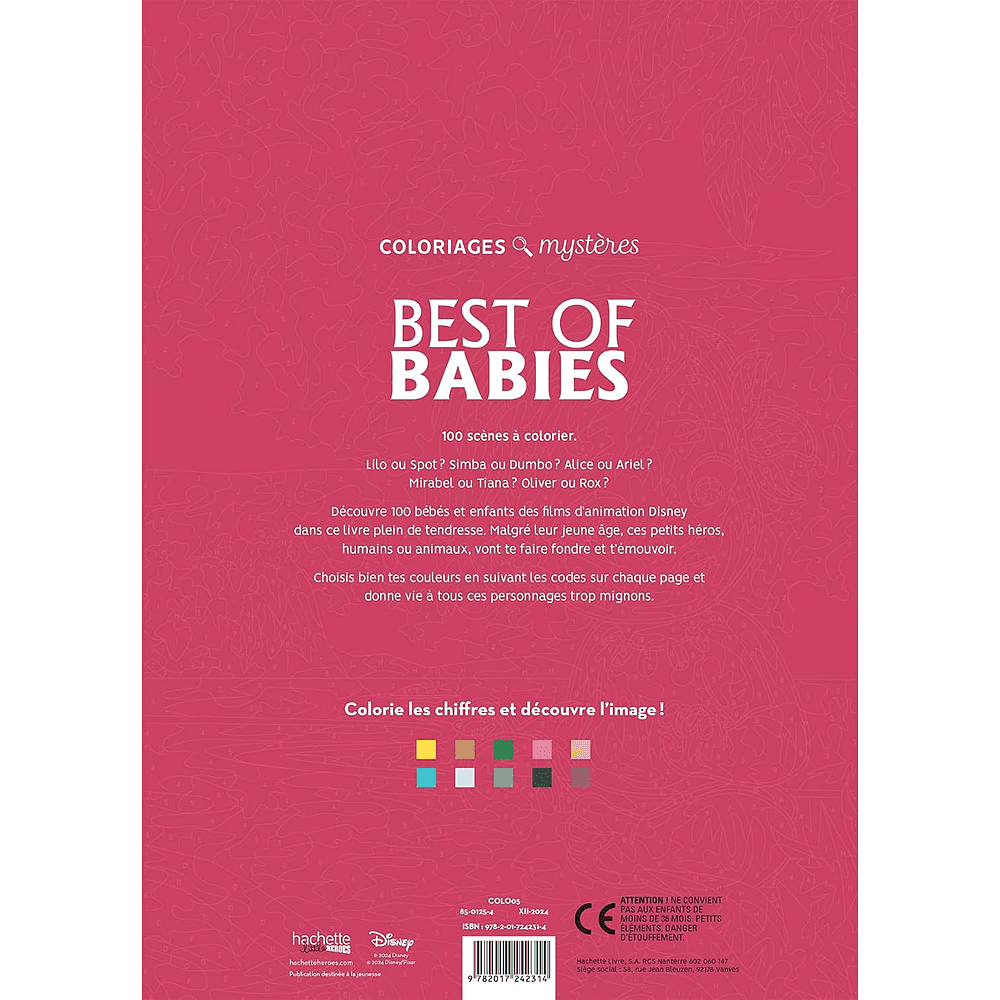 Раскраска по номерам на французском языке "Coloriages mystères Disney - Best of Babies" - 2