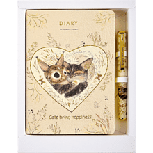 Набор ежедневник недатированный "Love me.Котики  приносят счастье", А6, кожзам. + ручка 