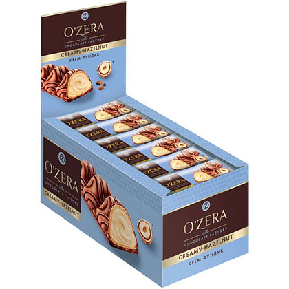 Вафельный батончик "O`Zera Creamy Hazelnut" с молочно-ореховой начинкой, 23 г - 2