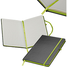 Блокнот на резинке "Cuxhaven", А5, 80 листов, линейка, черный, светло-зеленый