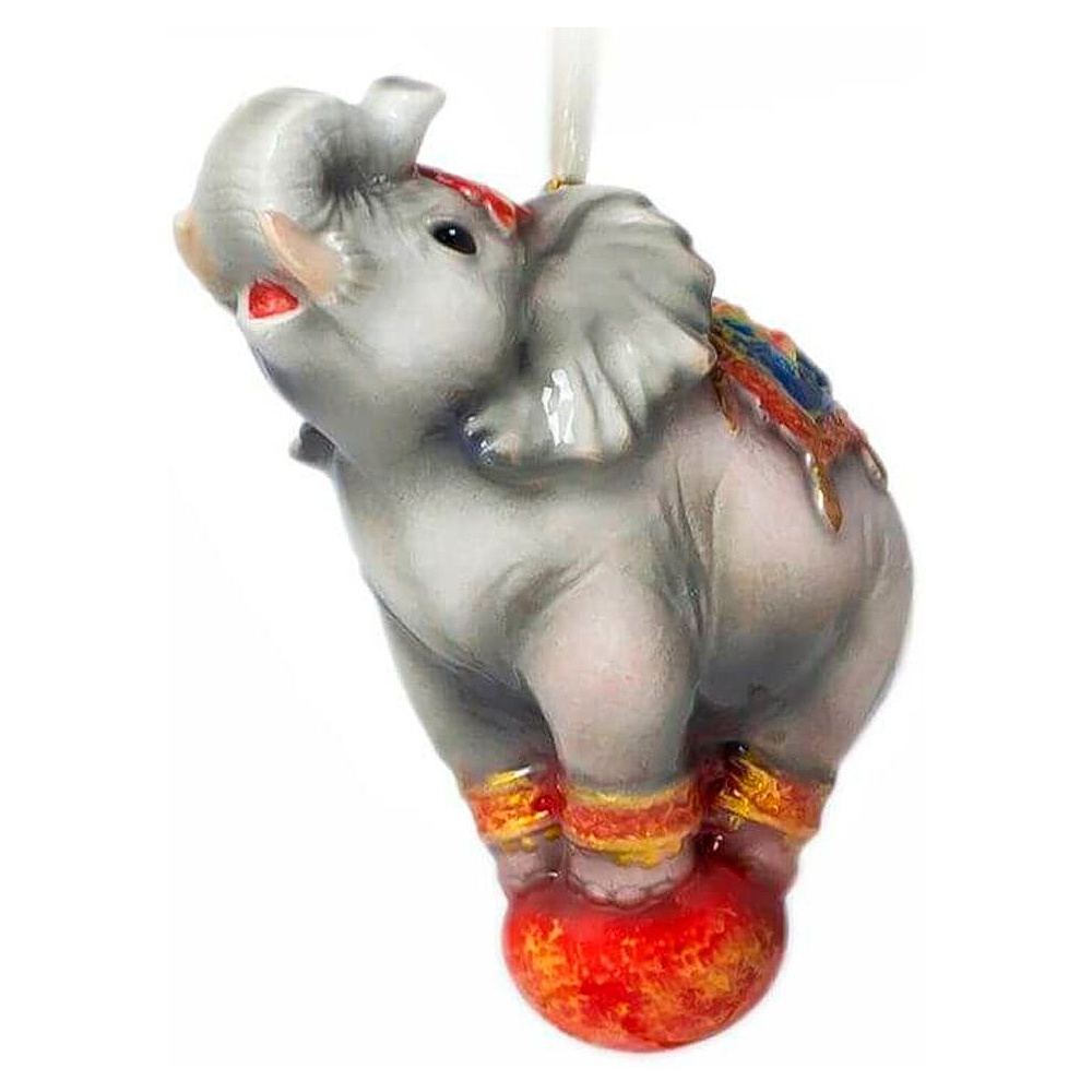 Украшение елочное "Цирковой слон", серый, красный - 2