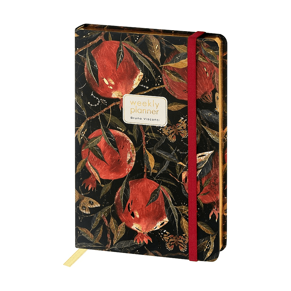 Еженедельник недатированный "Flora. Гранат", А5, 144 страниц, линованный, черный, красный