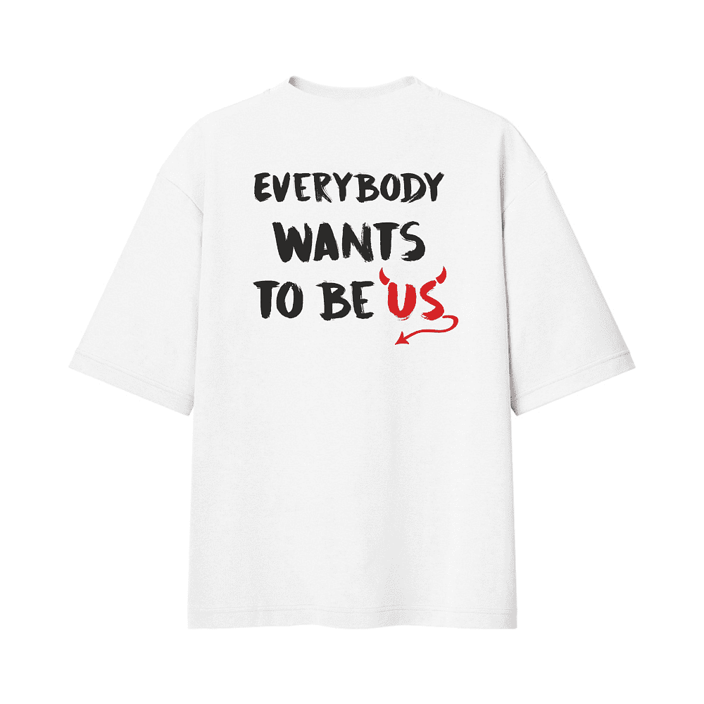 Футболка унисекс оверсайз "Everybody wants to be us", XS-S, хлопок, белый - 2