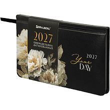 Еженедельник датированный "Vista. Flowers" на 2027 год, А6, 128 страницы, линейка, черный