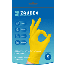 Перчатки латексные хозяйственные "Zaubex", р-р S, желтый